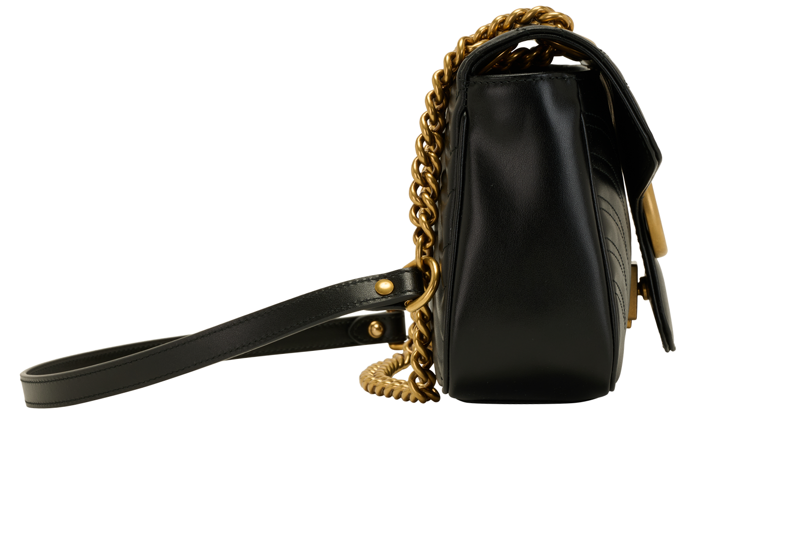 Medium GG Marmont Shoulder Bag, &pound;1,400, Handbags, Black, Leather, Side view
